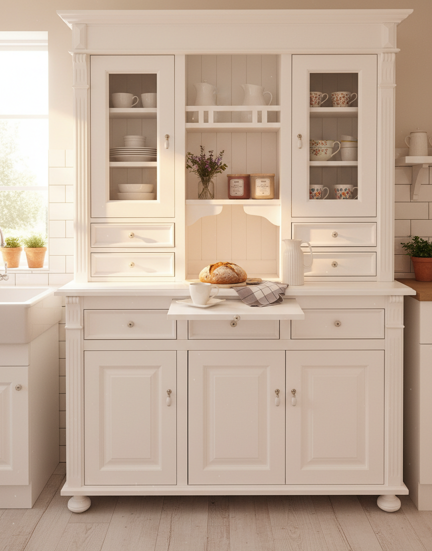 "Eline" - Küchen-Buffet im Vintage-Look, Landhaus-Buffet, Landhaus Vitrine 138 cm