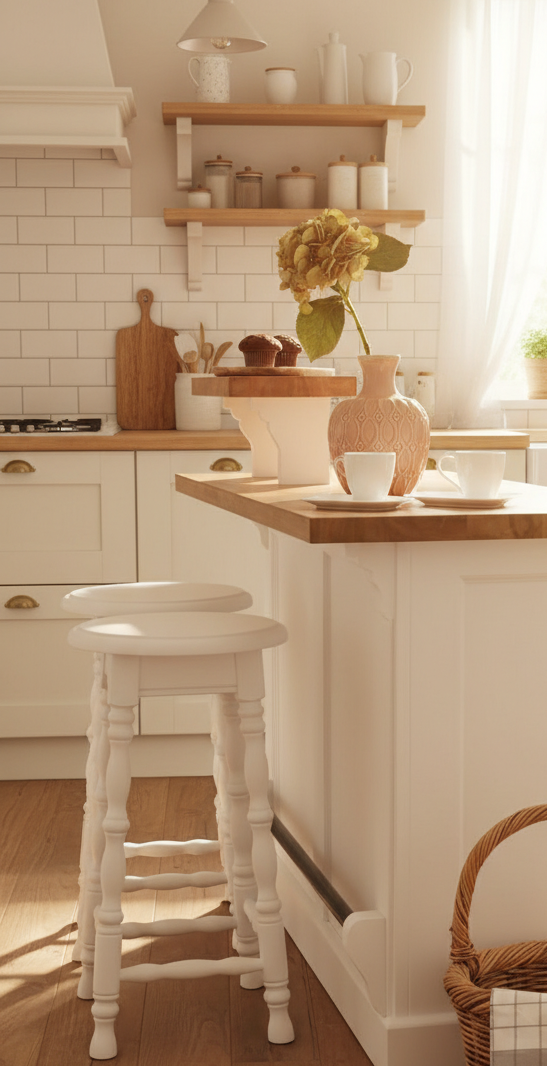 "Enna" kitchen island for country house style, 140 cm wide