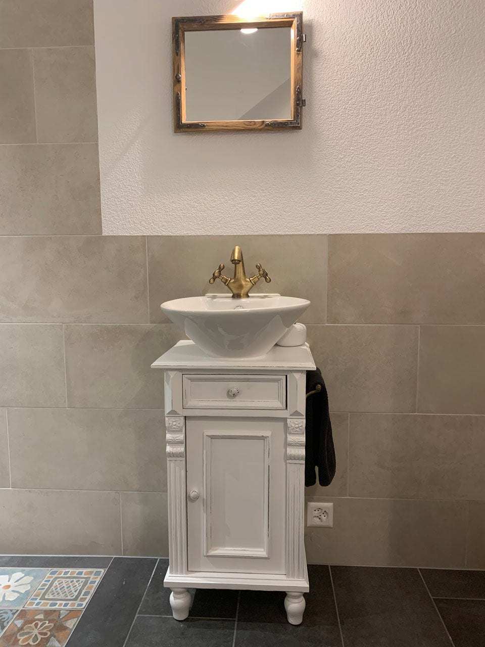 Amora bronze - Kreuzgriff-Armatur im Landhausstil inkl. Ablaufventil