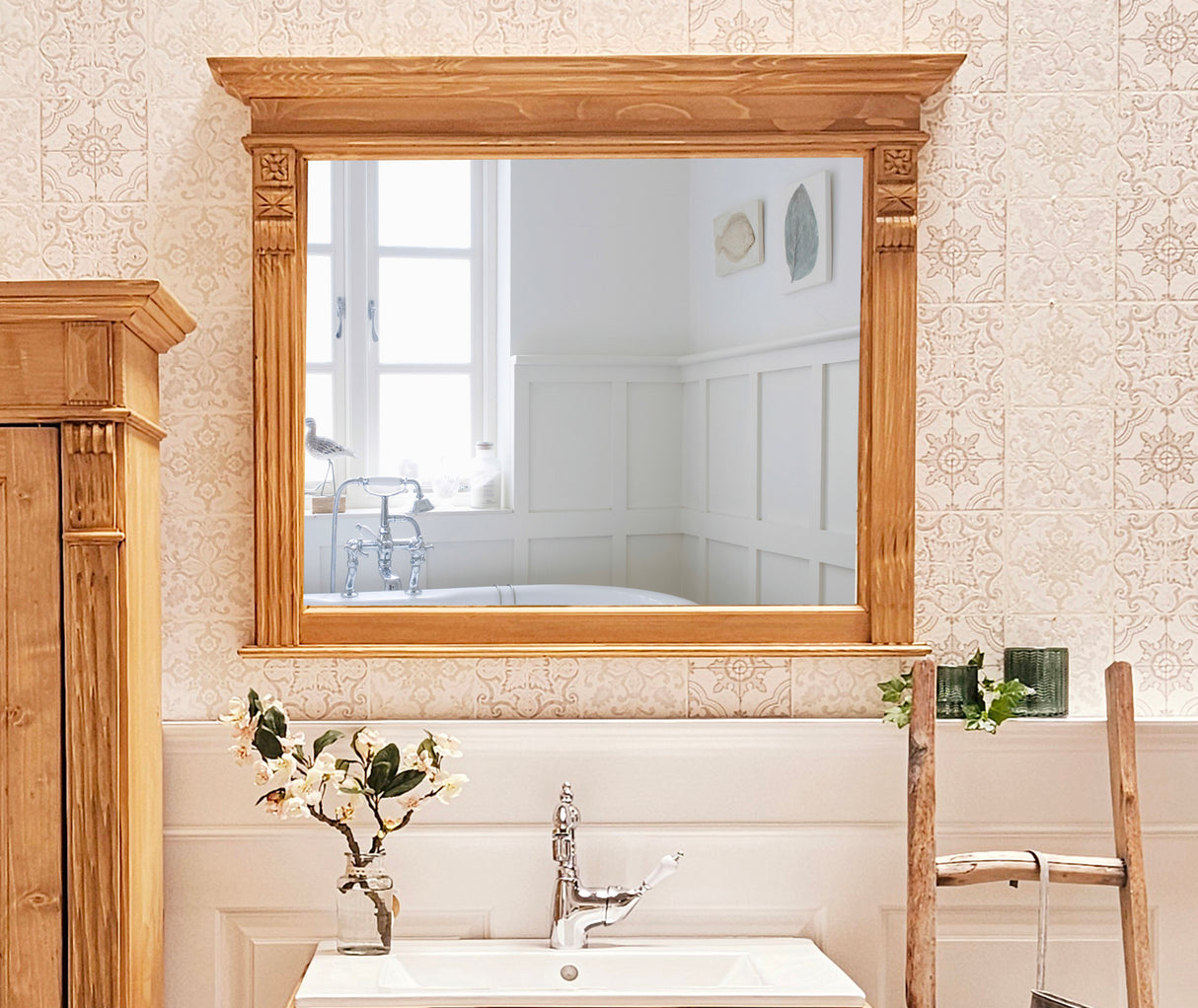 Capay L - solid country house mirror in the Wilhelminian style, waxed