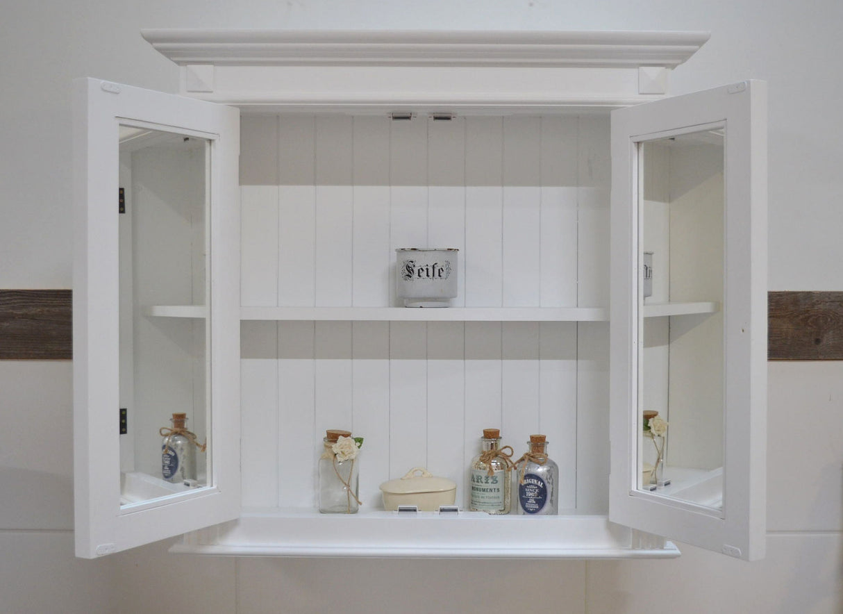 Cemont - Art Nouveau style mirror cabinet, solid, pure white