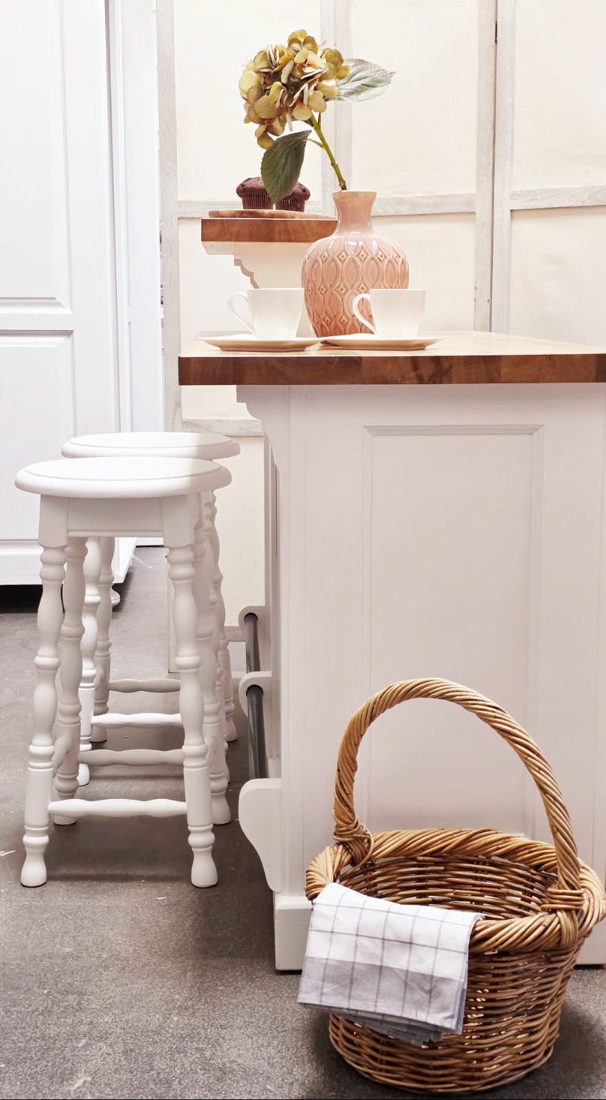 "Enna" kitchen island for country house style, 140 cm wide