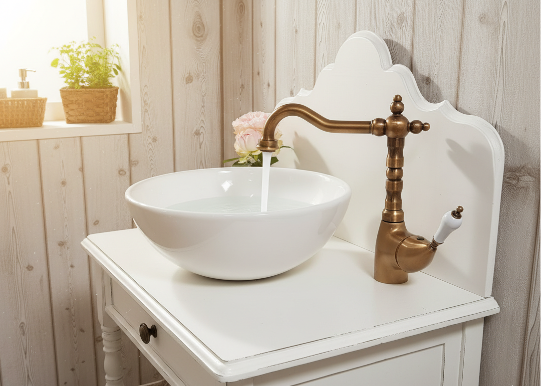 Mosel bronze klein - Antik-Look Armatur Einhebelmischer Messing-Antik-Look im Landhausstil