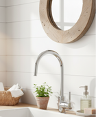 Tajo - robinet moderne, incurvé et large, mitigeur monocommande chromé