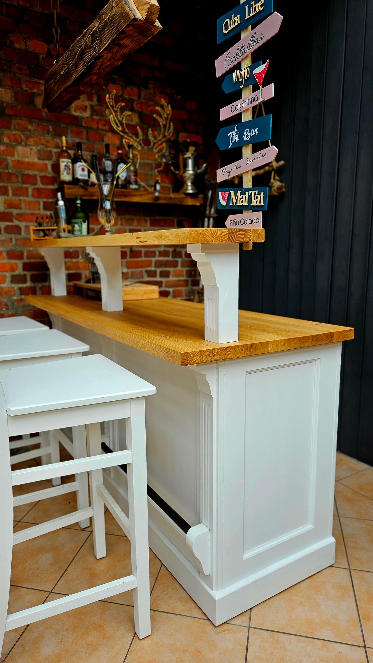 "James" - Solid wood bar, country style, 180 cm