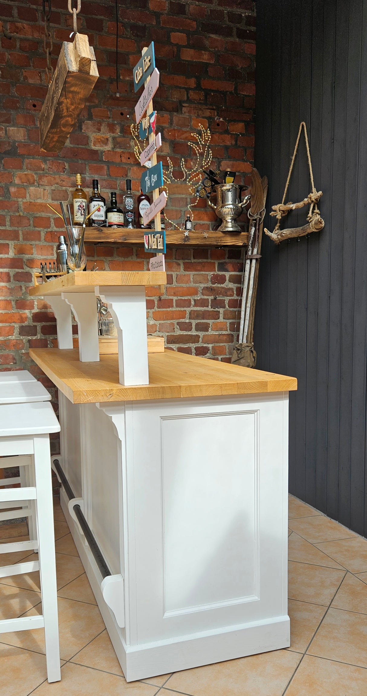 "James" - Solid wood bar, country style, 180 cm