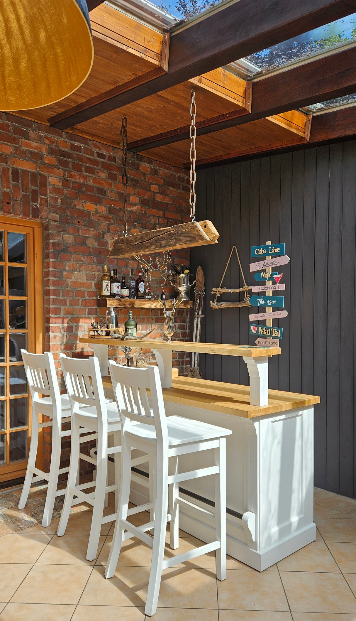 "James" - Solid wood bar, country style, 180 cm
