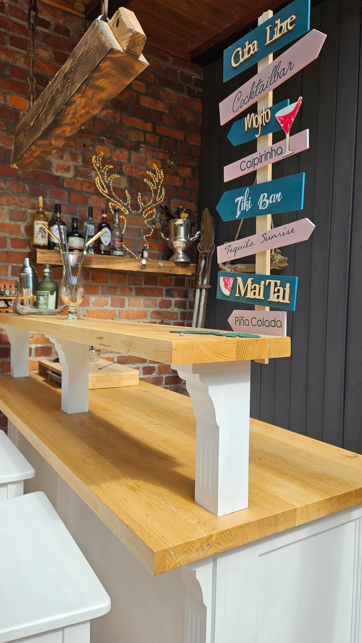 "James" - Solid wood bar, country style, 180 cm