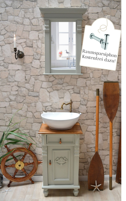 Kleines Badezimmermöbel-Set in mint - Gästebad Landhausstil
