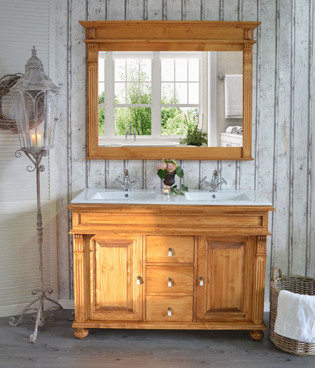 Lagai - massive country house mirror in the Wilhelminian style, natural