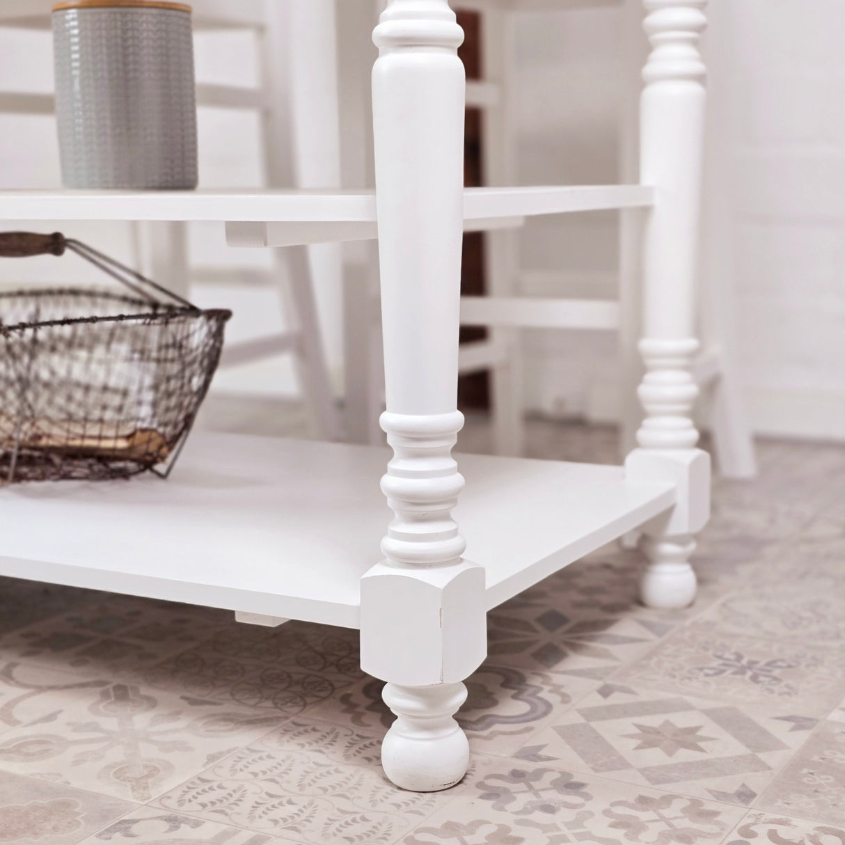 "Loni" kitchen island for country house style, 145 cm wide