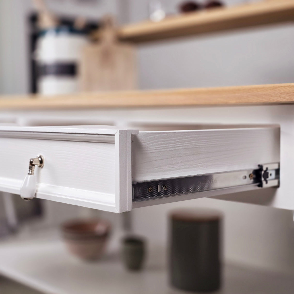 "Loni" kitchen island for country house style, 145 cm wide