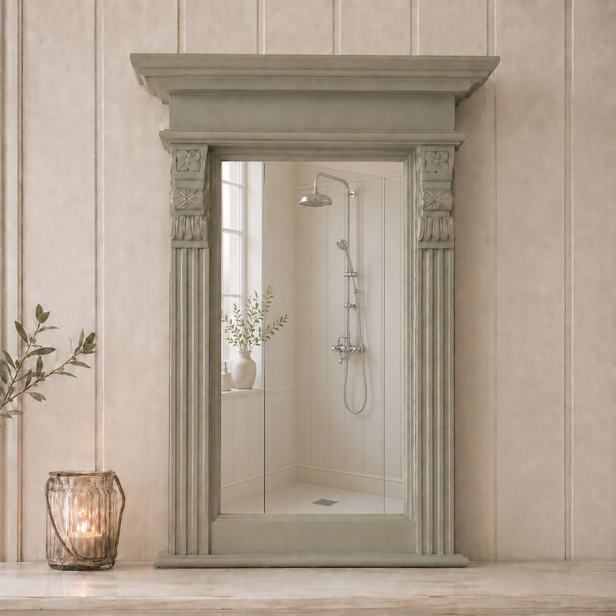 Lund - massive country house mirror in the Wilhelminian style, mint-green