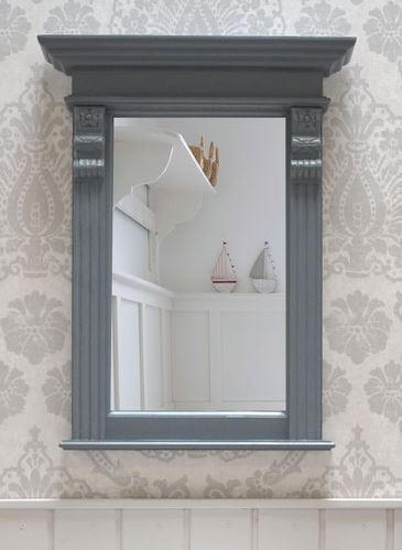Lyk - massive country house mirror in the Wilhelminian style, dove-blue-gray