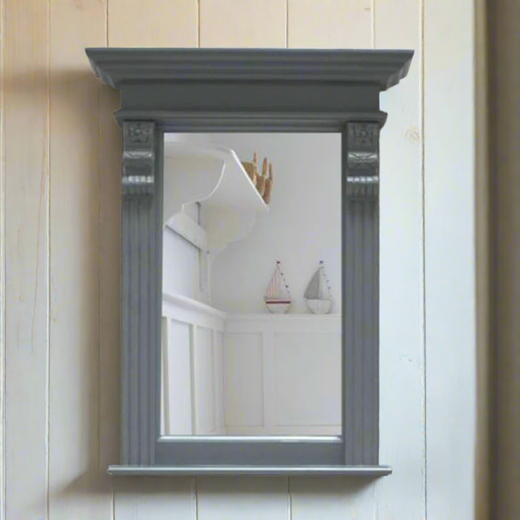 Lyk - massive country house mirror in the Wilhelminian style, dove-blue-gray