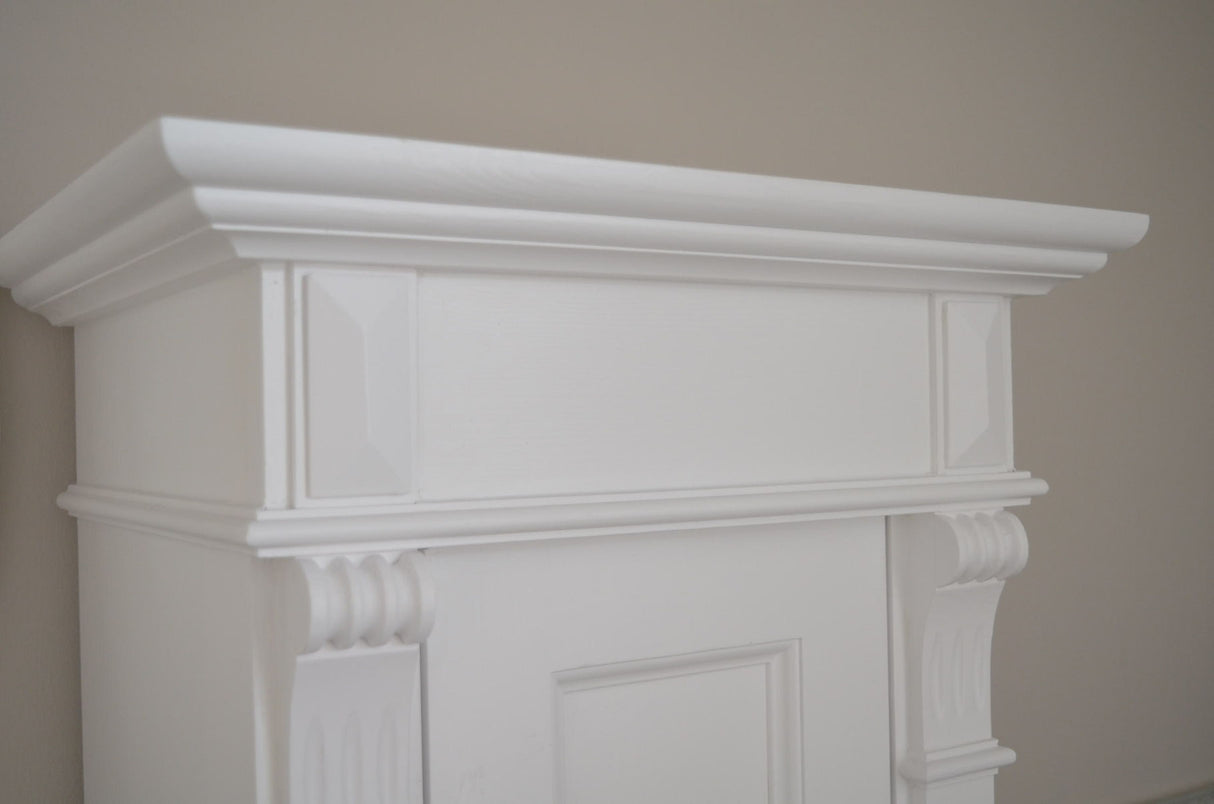 Marillé - Small tall cabinet in Wilhelminian style, country house furniture made of solid wood, white