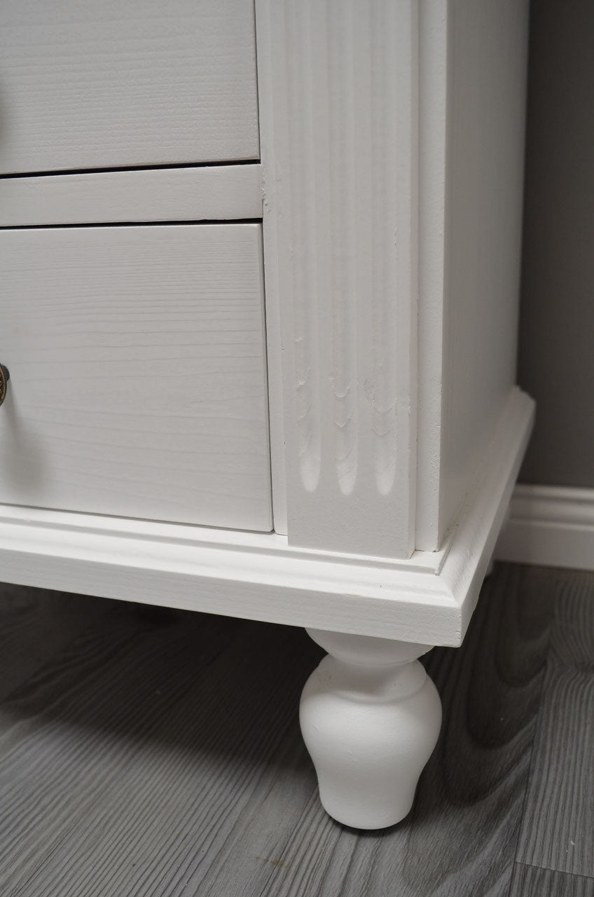 Marillé - Small tall cabinet in Wilhelminian style, country house furniture made of solid wood, white