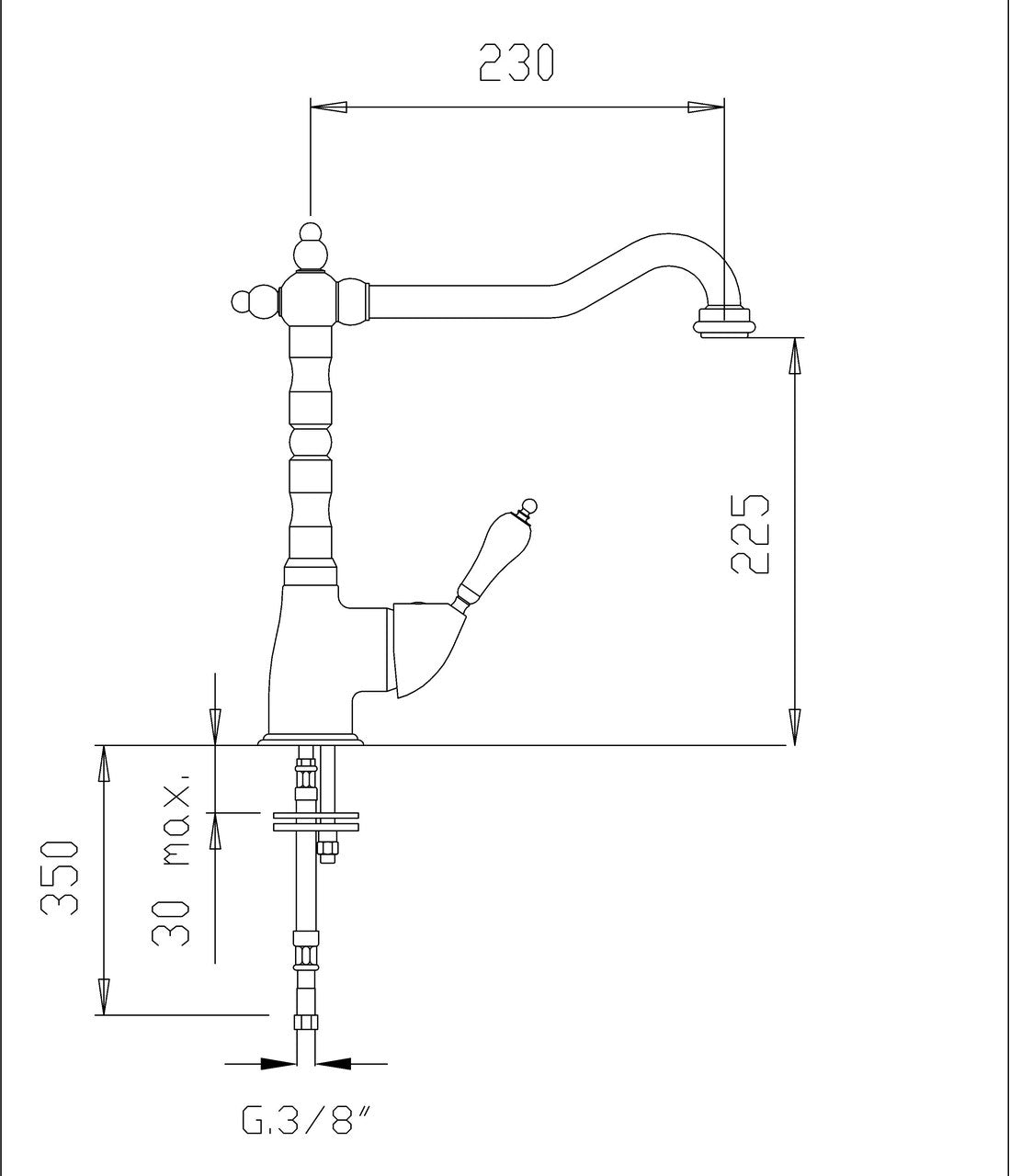 Mosel chrome large - Single lever mixer - Country style mixer tap