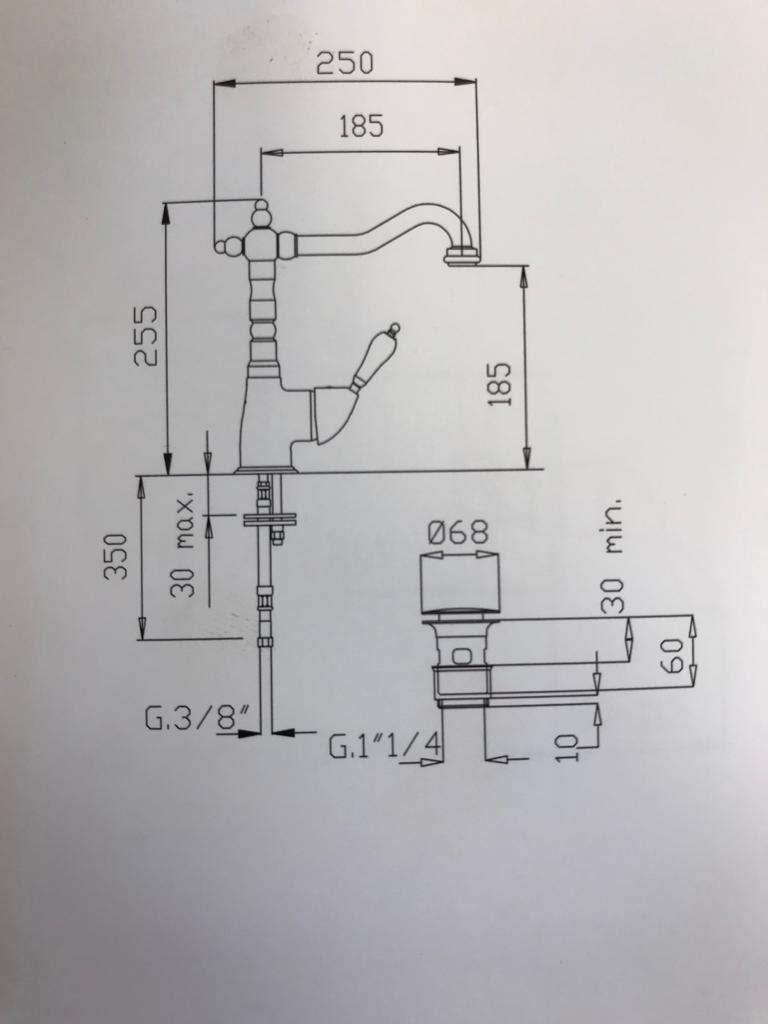 Mosel chrom klein - Einhebelmischer-Armatur im Landhausstil