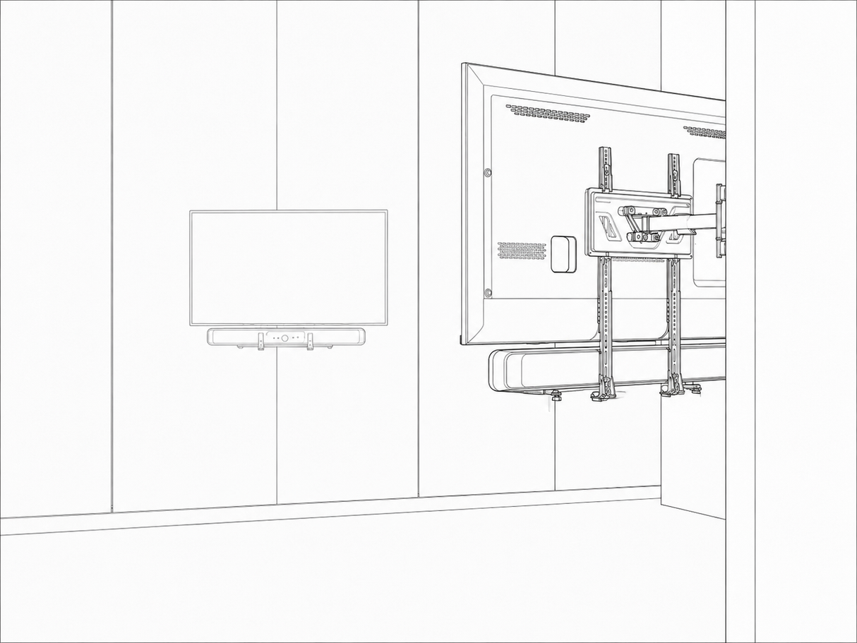 Soundbar Halterung - Befestigung am TV-Lift - Soundbartiefe 4 bis 18 cm