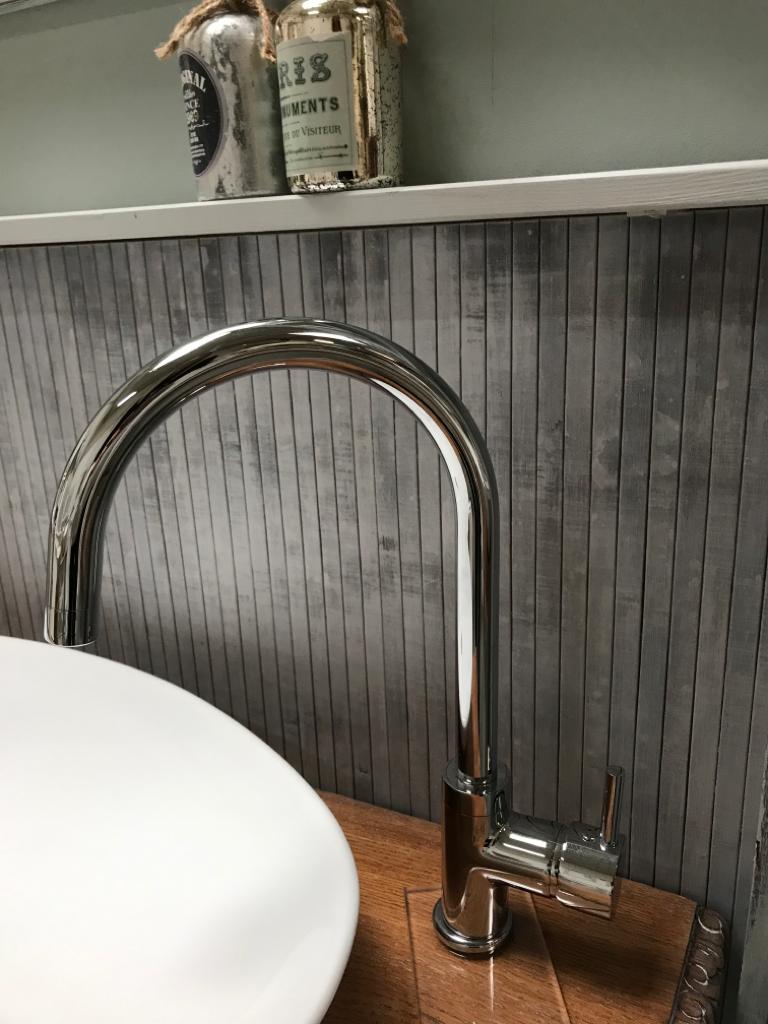 Tajo - grand robinet moderne et incurvé, mitigeur chromé