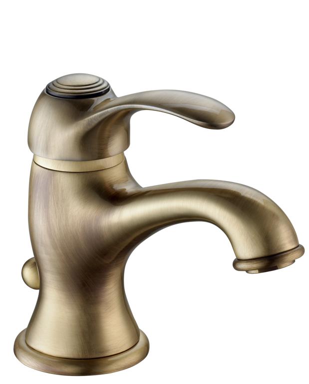 Mitigeur monocommande classique Werra bronze, style maison de campagne, avec bonde de vidange.