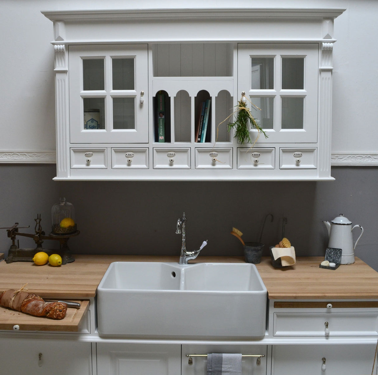"Ronja" - Country-style kitchen wall cabinet, 150 cm