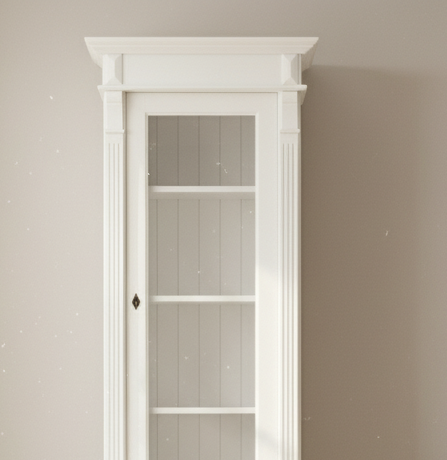 Pearl - Elegant, white tall cabinet in country house style