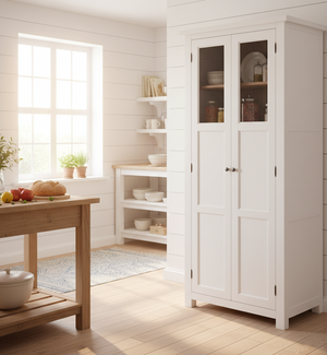 « Sommet » - Meuble de rangement de cuisine de style campagnard avec portes et tiroirs