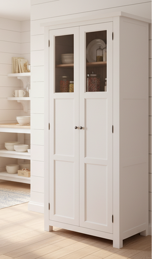 « Sommet » - Meuble de rangement de cuisine de style campagnard avec portes et tiroirs