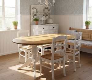 "Chochette" - Ausziehbarer Landhaus-Esstisch aus Massviholz 160/230 cm
