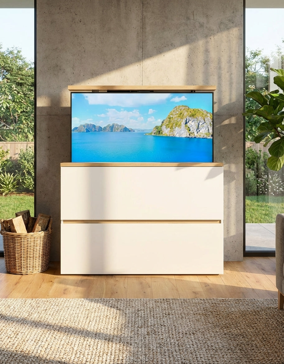 "Merim": Sideboard mit TV Lift, elektrisch 55 Zoll