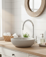 Tajo - moderne, geschwungene große Armatur, Einhebelmischer chrom