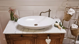 "Alma- Antiker Landhaus Waschtisch mit Marmor 108 cm