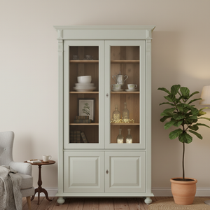 "Arles" - Weiße Esszimmer-Vitrine im Landhausstil mit Stauraum