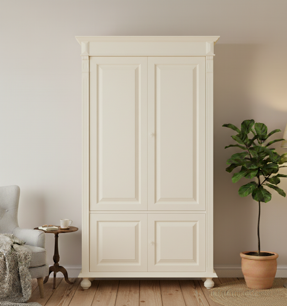 "Arles" - Weiße Esszimmer-Vitrine im Landhausstil mit Stauraum