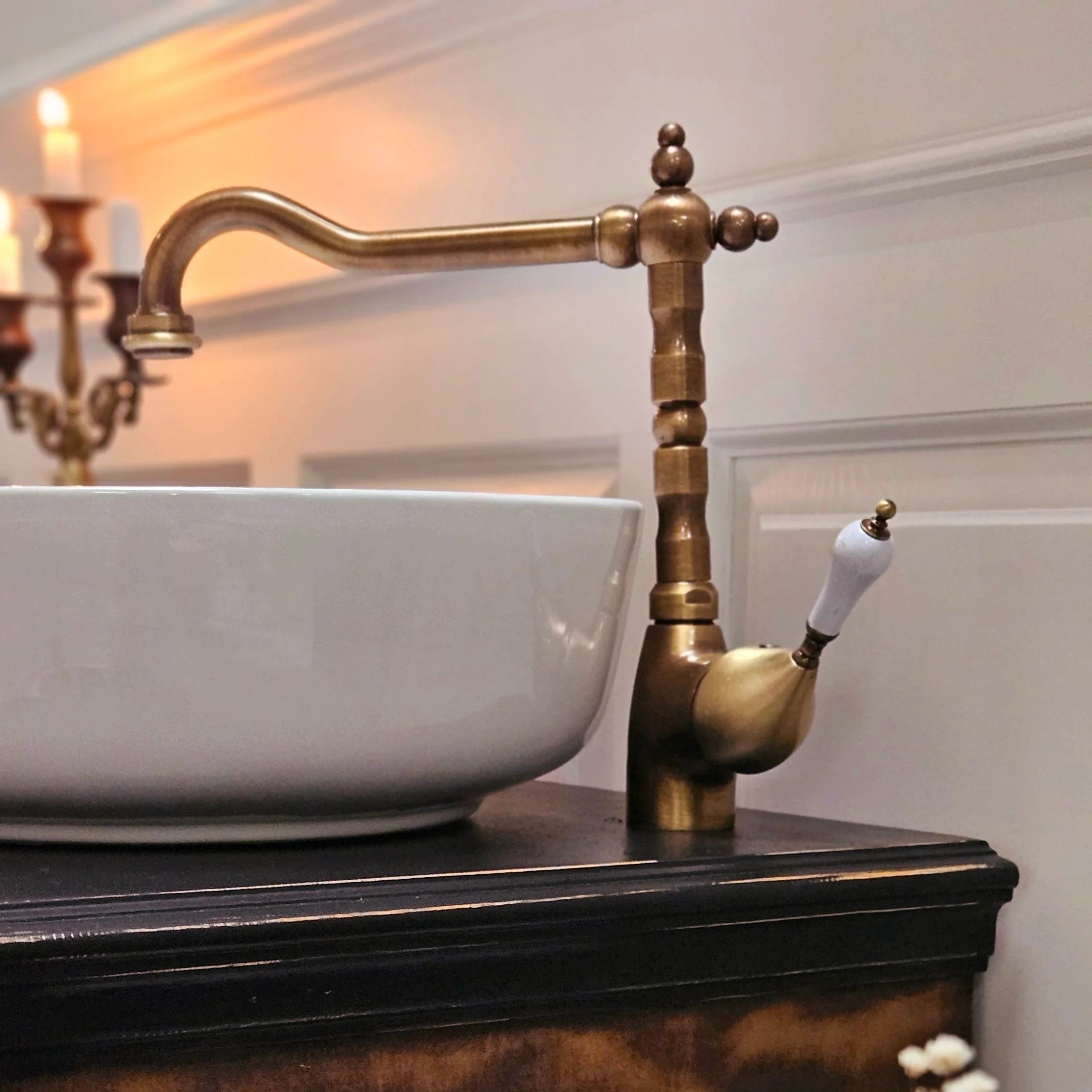 Retro Badezimmerarmatur Aus Messing – Einhebelmischer Für Waschbecken, Chrom, Mit Keramikventil