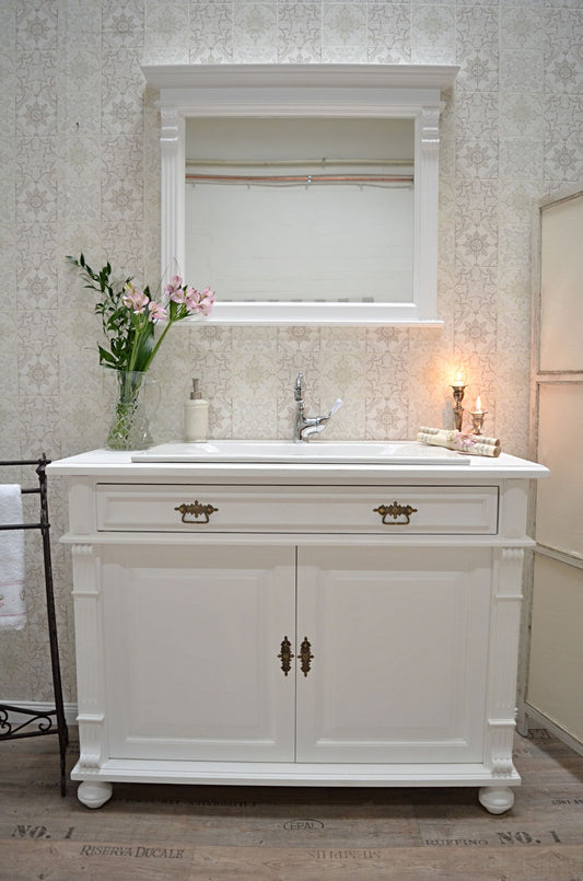 "Arou" large country house washbasin in white with inlet basin