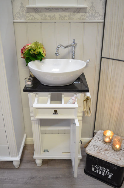 "Avaline" guest washbasin in country house style with dark granite stone top