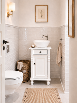 Petit lavabo blanc de style campagnard « Bellevue », 45 cm