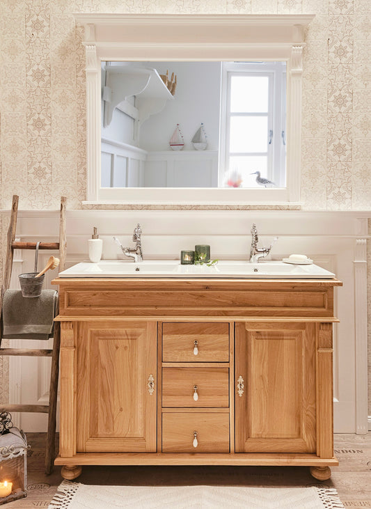 "Coura" solid oak, country house double washbasin