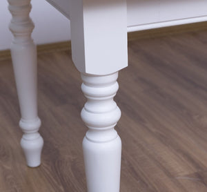 "Diable" - Country-style dining table with oak top, drawers and turned legs
