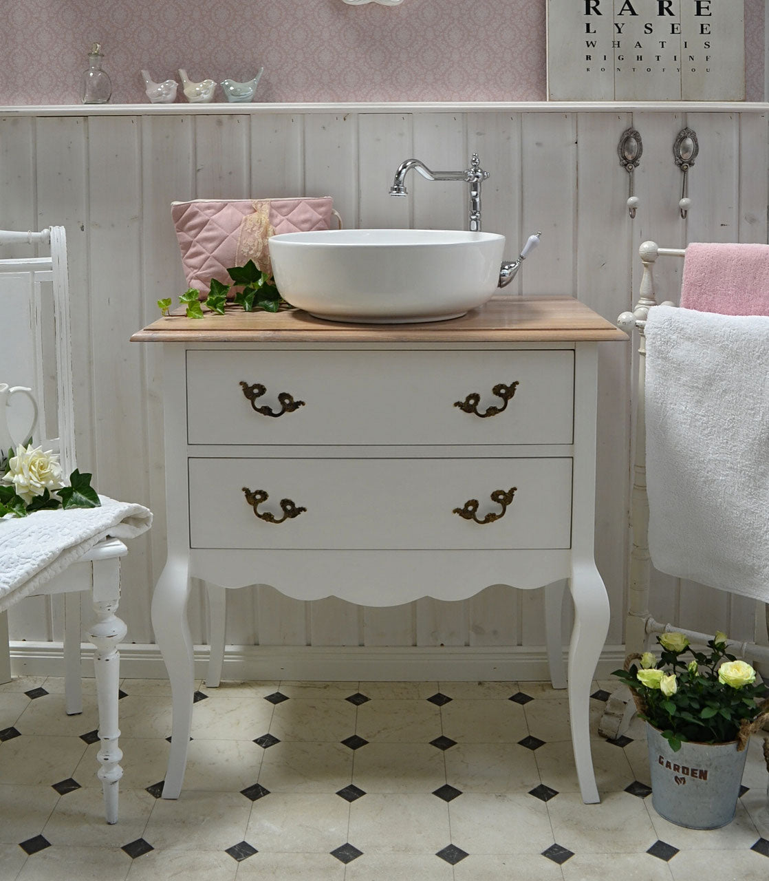 "Dunava" country house washbasin in Chippendale style with drawers