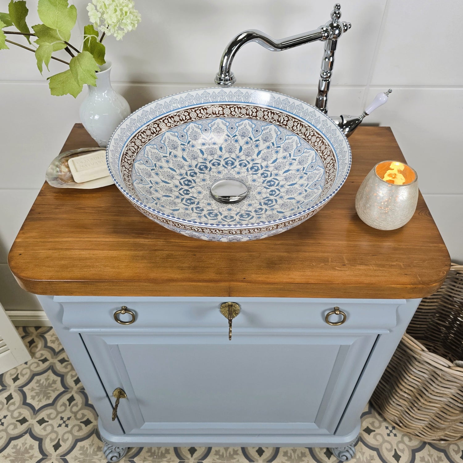 "Elsje" - Antiker Landhaus Waschtisch 71,5 cm