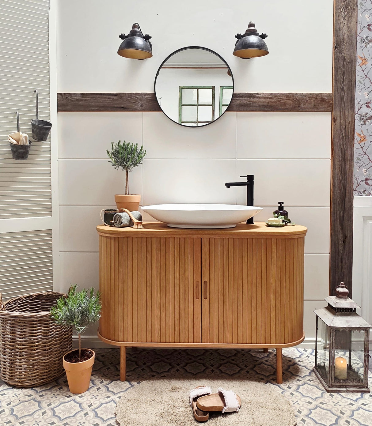 "Fedje" - Waschtisch im modernen Landhausstil mit Keramikbecken | PURE-Serie von L&L