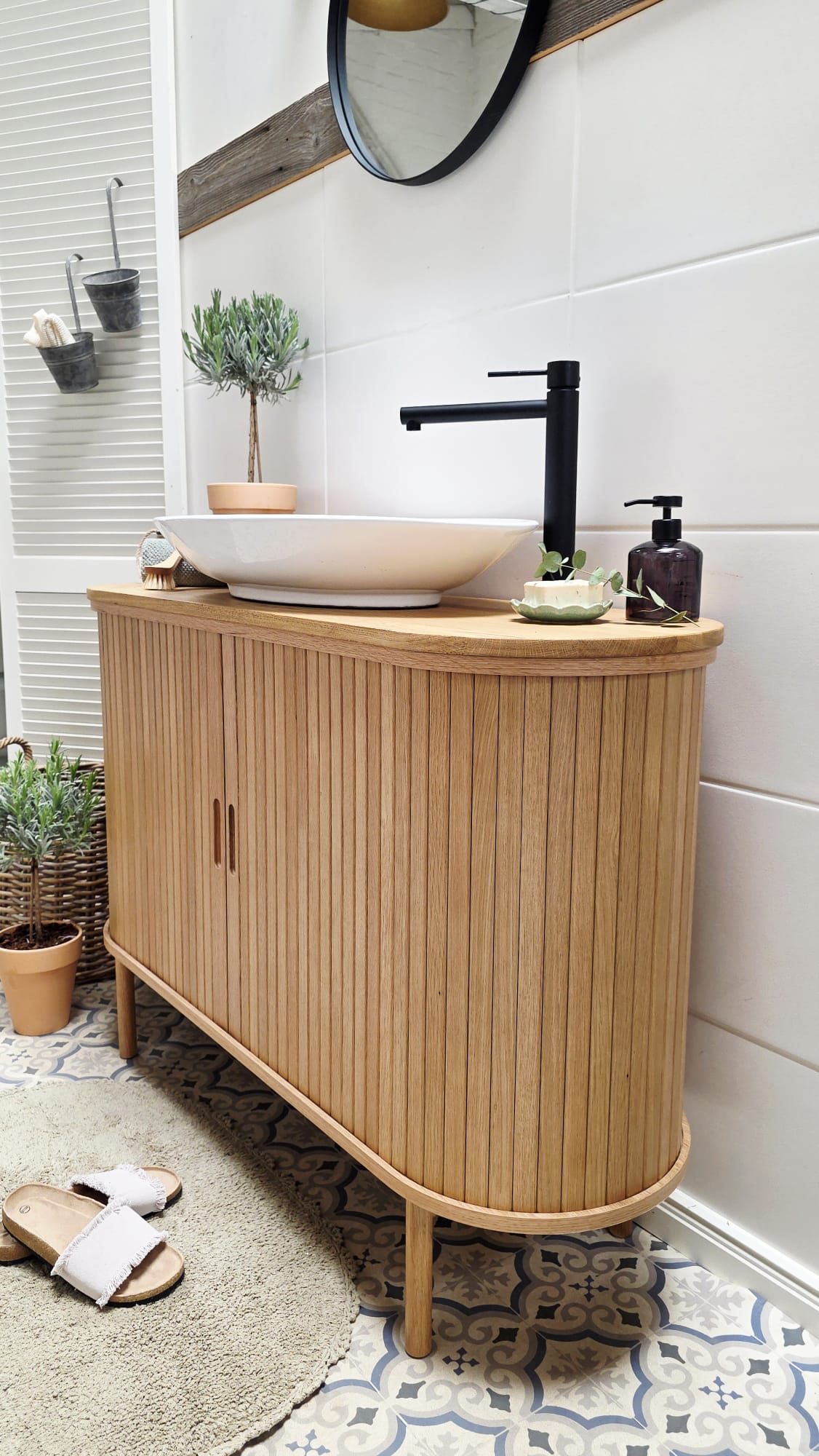 "Fedje" - Waschtisch im modernen Landhausstil mit Keramikbecken | PURE-Serie von L&L