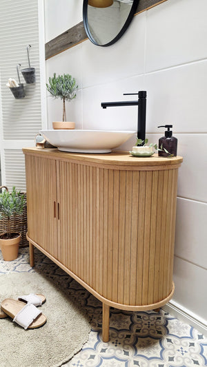 "Fedje" - Waschtisch im modernen Landhausstil mit Keramikbecken | PURE-Serie von L&L
