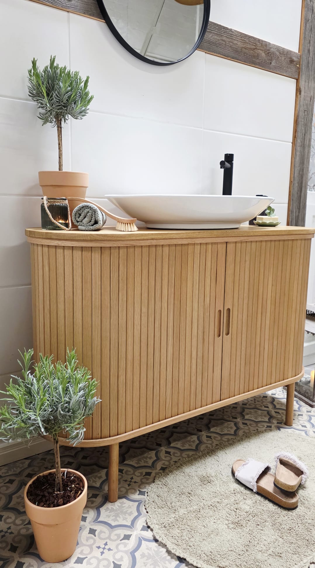 "Fedje" - Waschtisch im modernen Landhausstil mit Keramikbecken | PURE-Serie von L&L