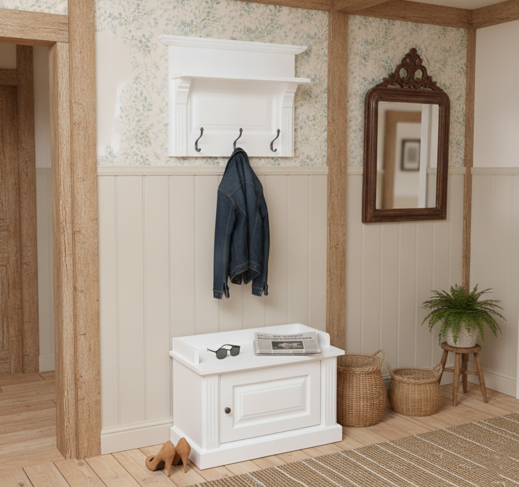 « Florence » - Armoire - Meuble de maison de campagne en bois massif blanc
