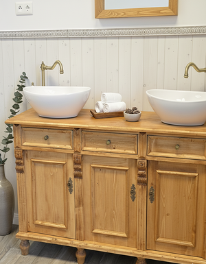 "Nímes" lavabo double clair de campagne en bois massif